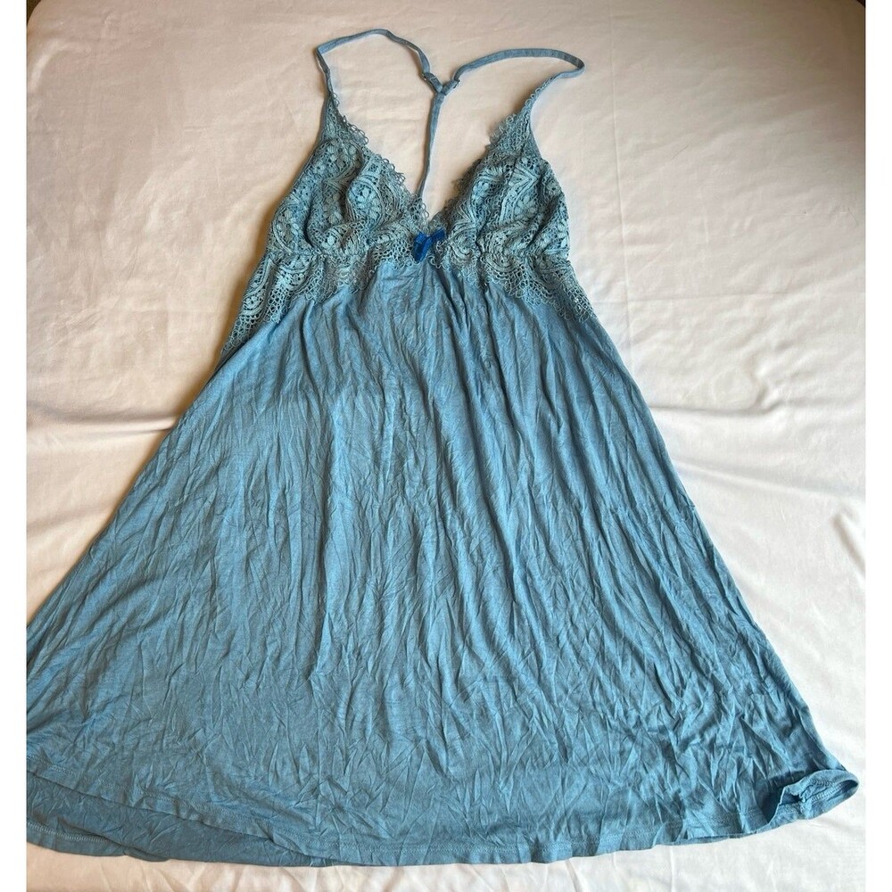 Victoria's Secret Blue Teddy sexy baby doll nightie Size M Vintage Sissy wear